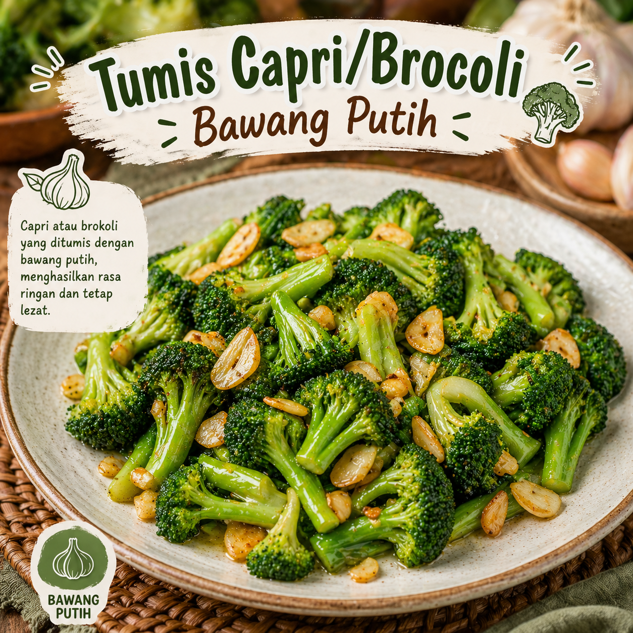 Tumis Capri/Brocoli Bawang Putih Kedai Tiga Nyonya